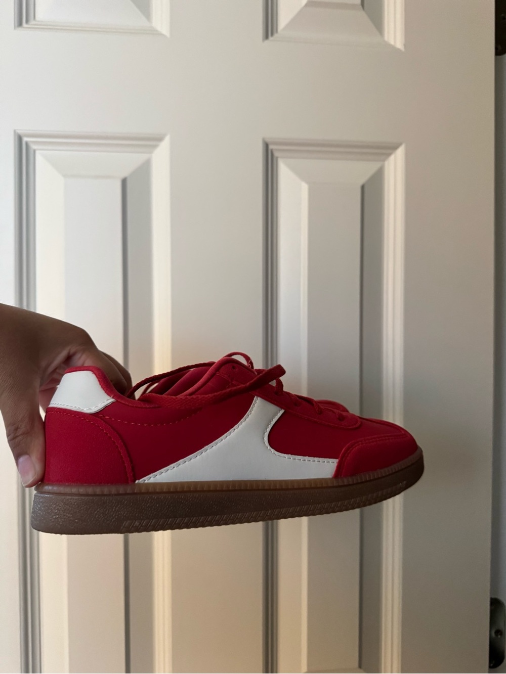 Womens Red Low-Top Sneakers with White Accent